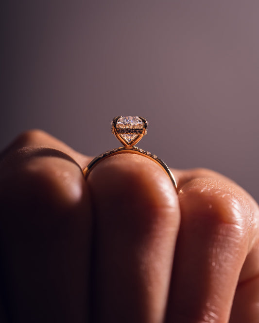 2.72 CT Oval Cut Hidden Halo Setting Moissanite Engagement Ring