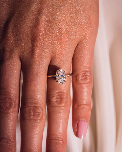 2.72 CT Oval Cut Hidden Halo Setting Moissanite Engagement Ring