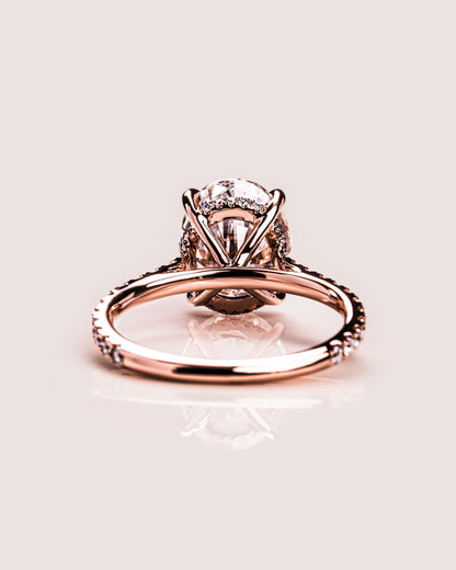 2.72 CT Oval Cut Hidden Halo & Pave Setting Moissanite Engagement Ring