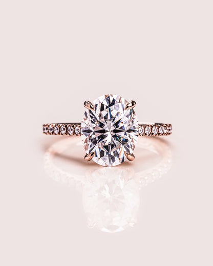 2.72 CT Oval Cut Hidden Halo & Pave Setting Moissanite Engagement Ring