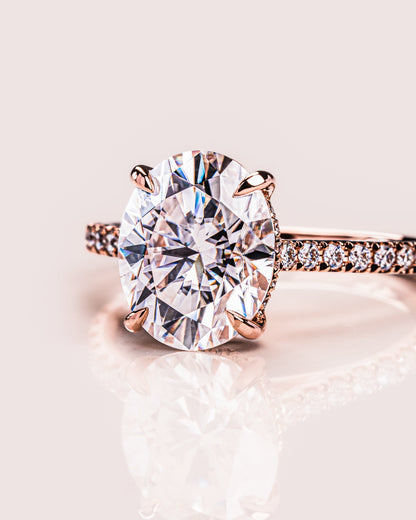 2.72 CT Oval Cut Hidden Halo & Pave Setting Moissanite Engagement Ring