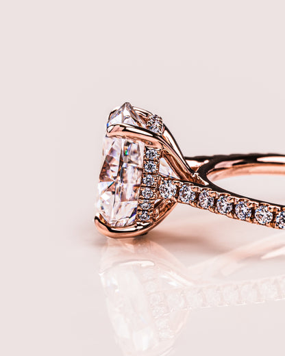2.72 CT Oval Cut Hidden Halo & Pave Setting Moissanite Engagement Ring
