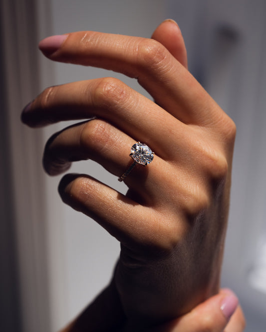 2.72 CT Oval Cut Hidden Halo & Pave Setting Moissanite Engagement Ring