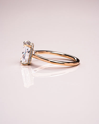 3.51 CT Radiant Cut Solitaire Hidden Halo Setting Moissanite Engagement Ring