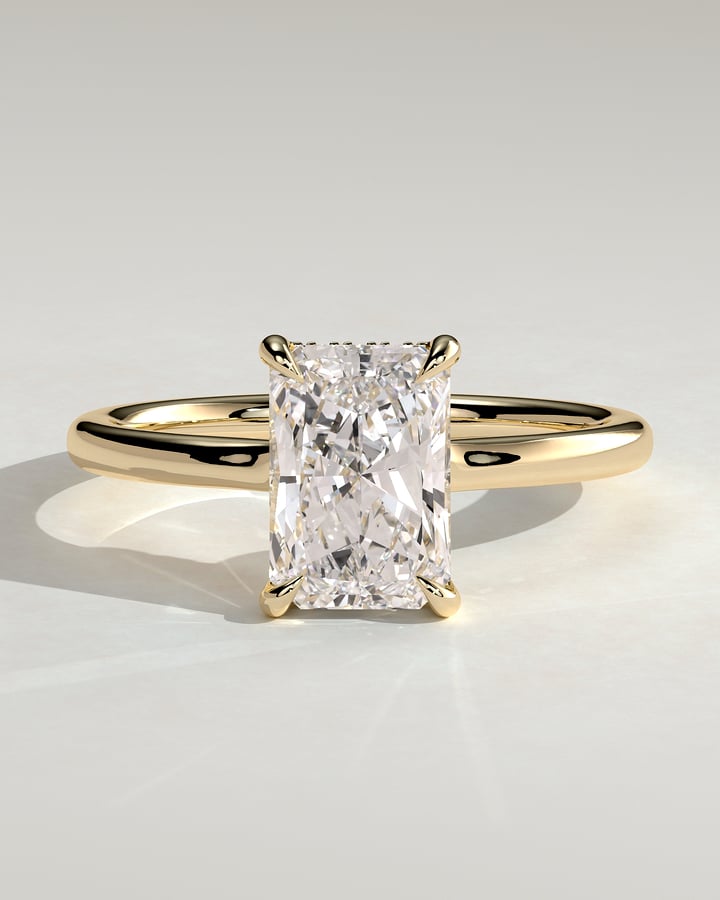 2.0 CT Radiant Hidden Halo Moissanite Engagement Ring