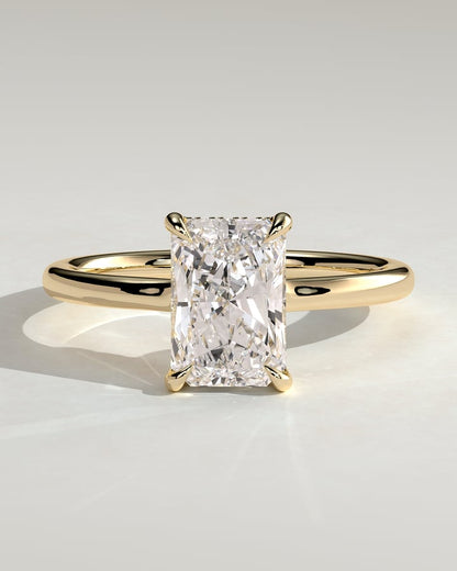 2.0 CT Radiant Hidden Halo Moissanite Engagement Ring