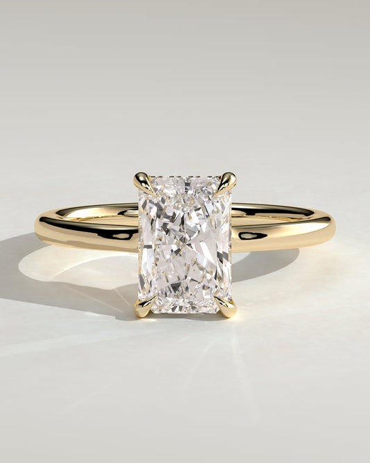 2.0 CT Radiant Hidden Halo Moissanite Engagement Ring