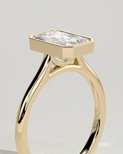 2 CT Radiant Solitaire & Bezel Moissanite Engagement Ring