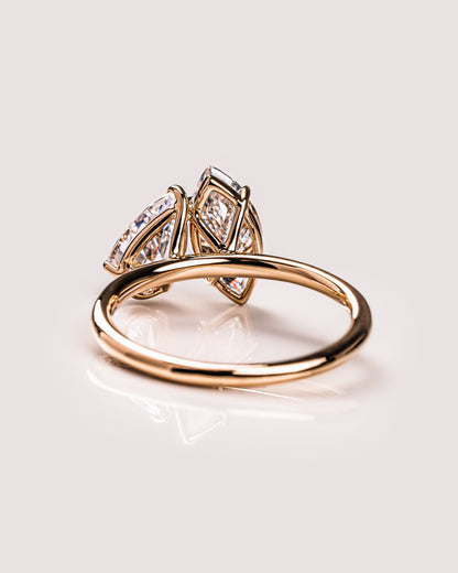 2.50 CT Marquise & Pear Cut Two Stone Moissanite Engagement Ring