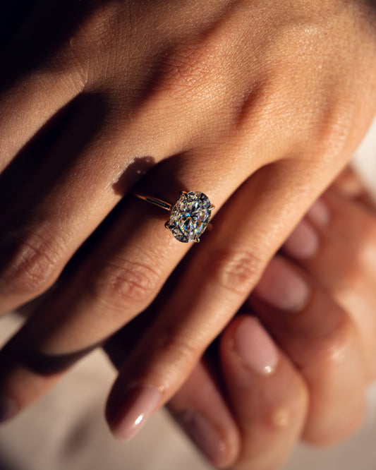 2.72 CT Oval Cut Hidden Halo Setting Moissanite Engagement Ring