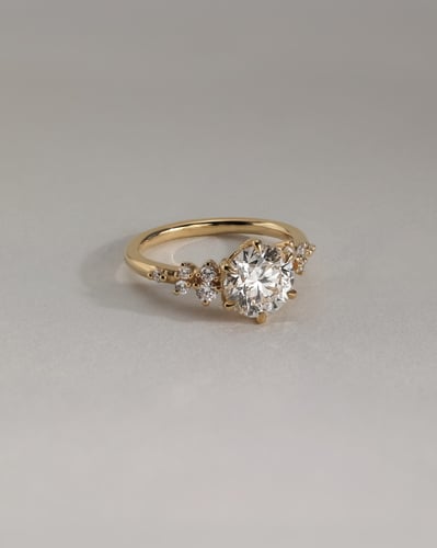 2.0 CT Round Cluster Moissanite Engagement Ring