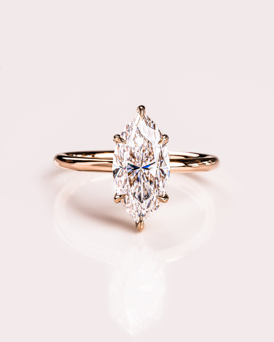 1.56 CT Marquise Cut Moissanite Engagement Ring With Hidden Halo Setting