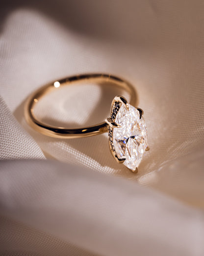 1.56 CT Marquise Cut Moissanite Engagement Ring With Hidden Halo Setting