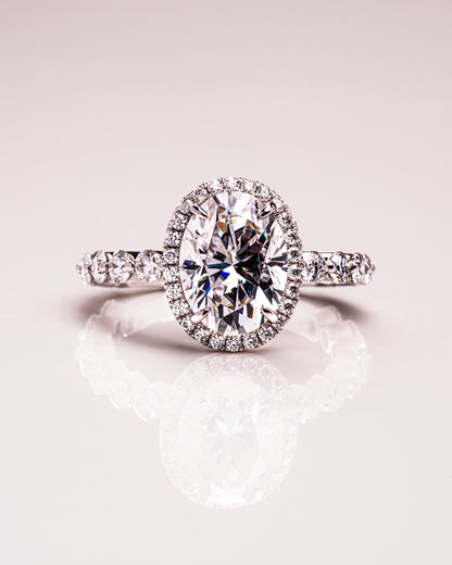 4.22 CT Oval Halo Pave Moissanite Engagement Ring