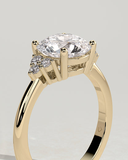 2.0 CT Round Cut Cluster Moissanite Diamond Engagement Ring