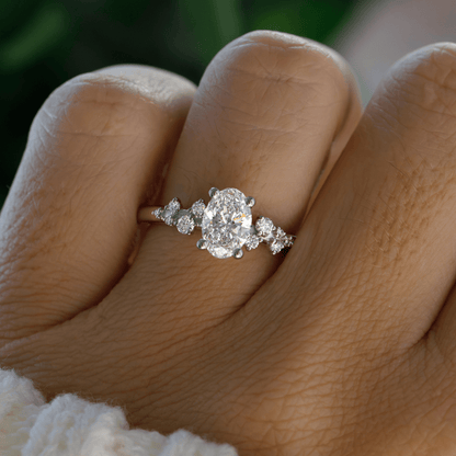Marquise Shaped Three Stone Lab Grown Diamond Engagement Ring