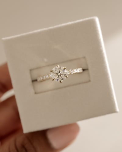 2.0 CT Round Pave Moissanite Diamond Engagement Ring