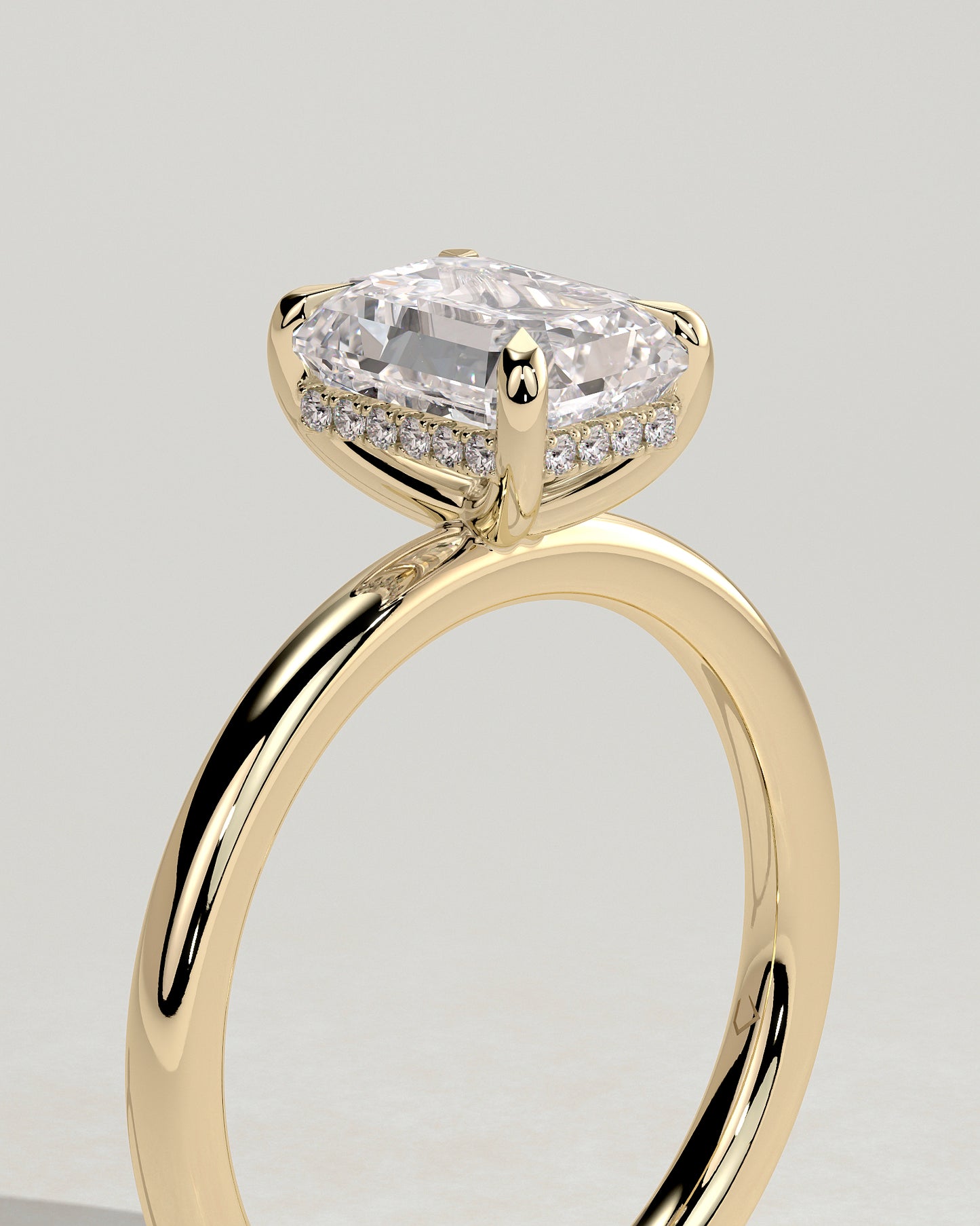 2.0 CT Emerald Hidden Halo Moissanite Engagement Ring