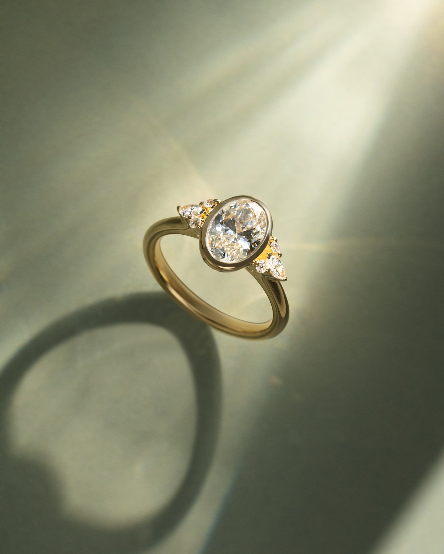 2.0 CT Oval Cluster & Bezel Styled Moissanite Engagement Ring