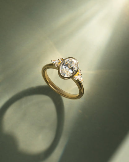 2.0 CT Oval Cluster & Bezel Styled Moissanite Engagement Ring