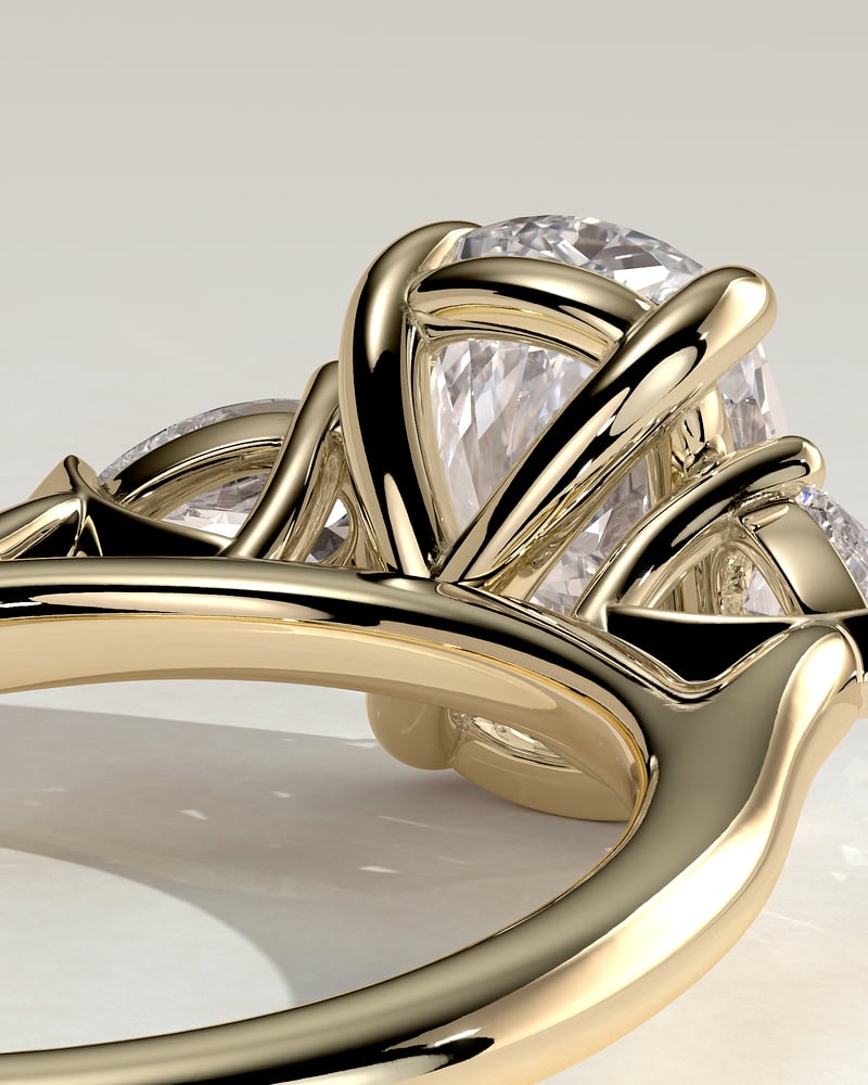 2 CT Elongated Cushion Cut Three Stones Moissanite Diamond Engagement Ring