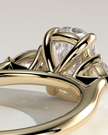 2 CT Elongated Cushion Cut Three Stones Moissanite Diamond Engagement Ring