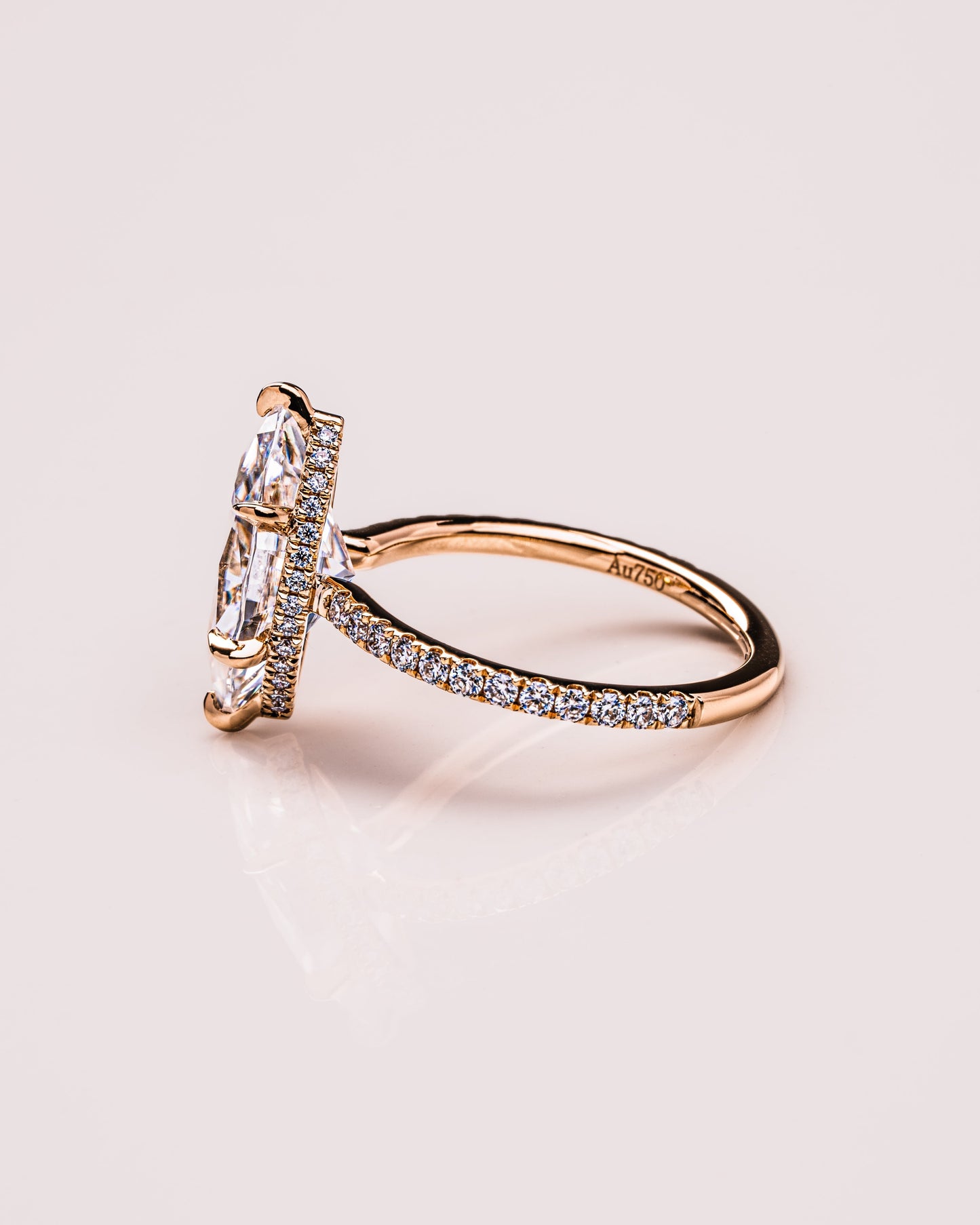 3.09 CT Marquise Cut Moissanite Engagement Ring With Hidden Halo Setting