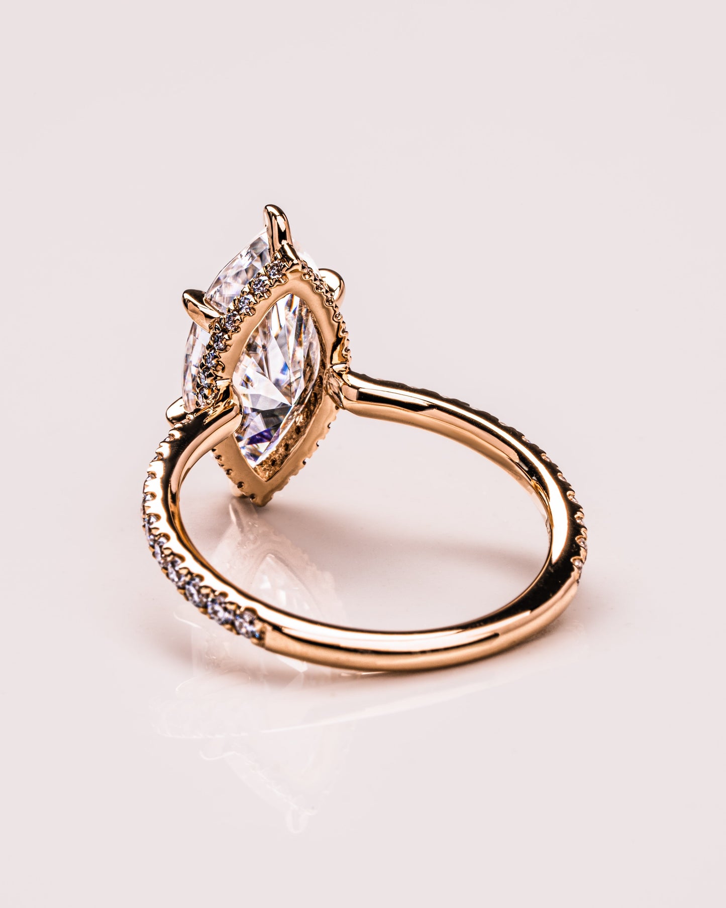 3.09 CT Marquise Cut Moissanite Engagement Ring With Hidden Halo Setting