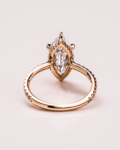 3.09 CT Marquise Cut Moissanite Engagement Ring With Hidden Halo Setting