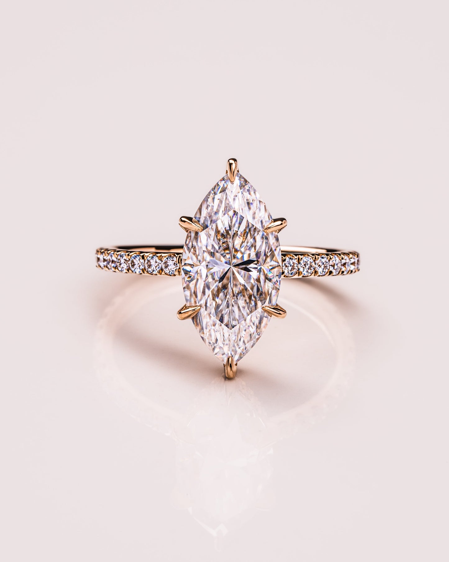3.09 CT Marquise Cut Moissanite Engagement Ring With Hidden Halo Setting