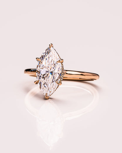 0.90 CT Marquise Cut Moissanite Engagement Ring With Hidden Halo Setting