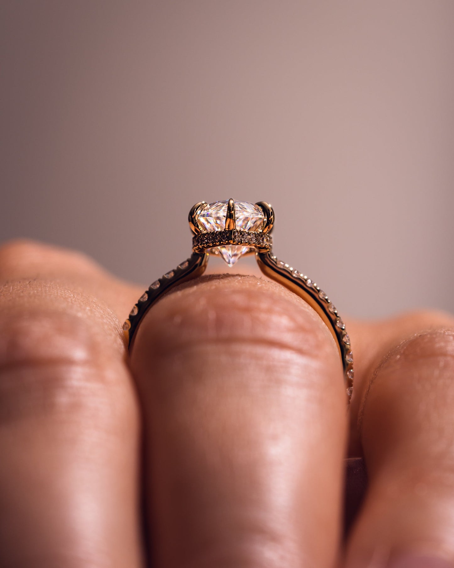 3.09 CT Marquise Cut Moissanite Engagement Ring With Hidden Halo Setting