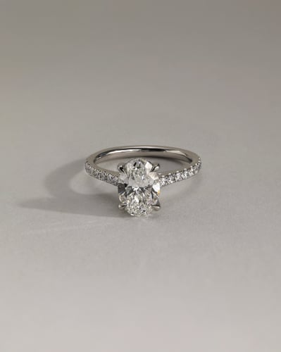 2.0 CT Oval Hidden Halo & Pave Moissanite Engagement Ring