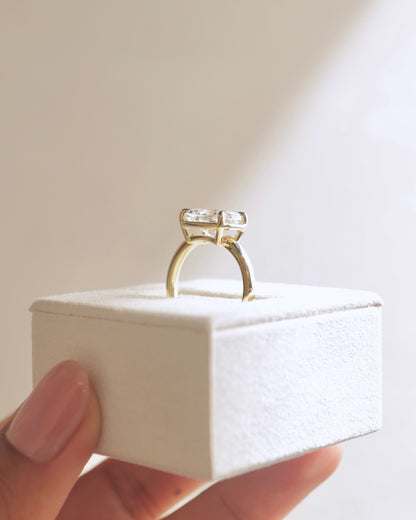 2 CT Elongated Cushion Bezel & Solitaire Moissanite Engagement Ring