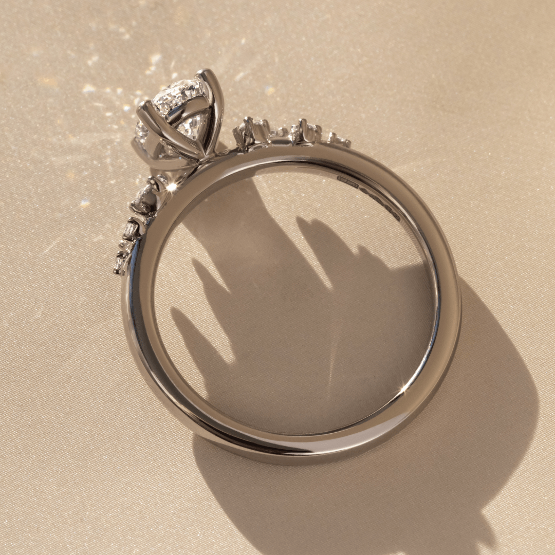 Marquise Shaped Three Stone Lab Grown Diamond Engagement Ring