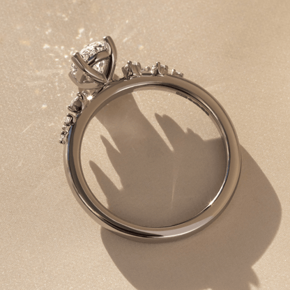 Marquise Shaped Three Stone Lab Grown Diamond Engagement Ring