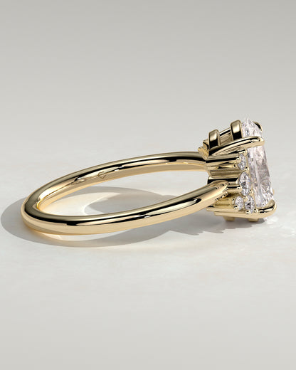 2.0 CT Oval Cut Cluster Moissanite Engagement Ring