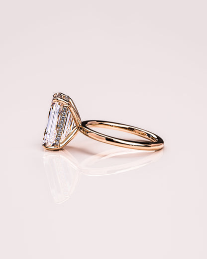 8.0 CT Emerald Cut Hidden Halo Moissanite Engagement Ring