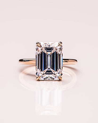 8.0 CT Emerald Cut Hidden Halo Moissanite Engagement Ring