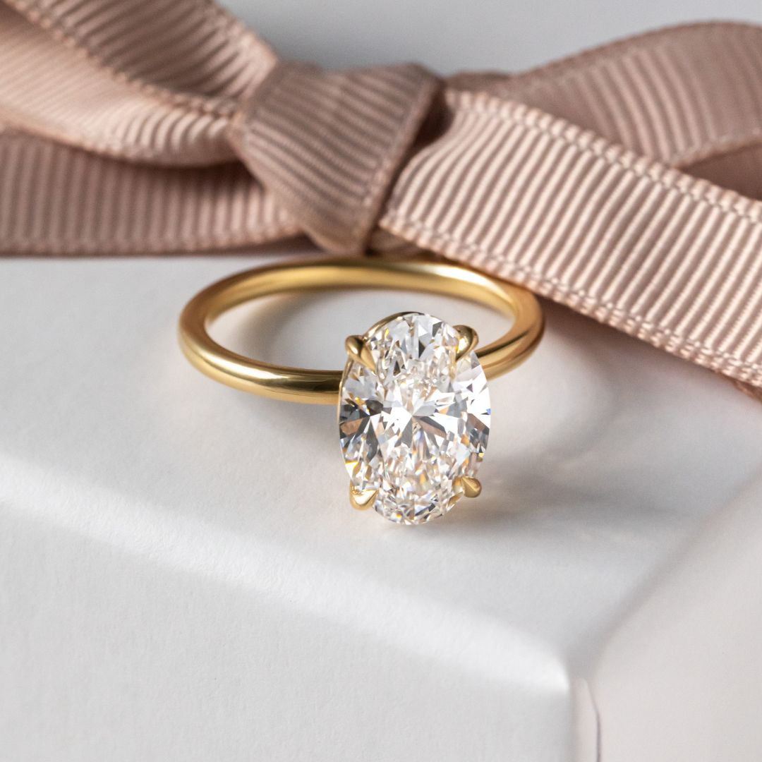 Marquise Shaped Three Stone Lab Grown Diamond Engagement Ring