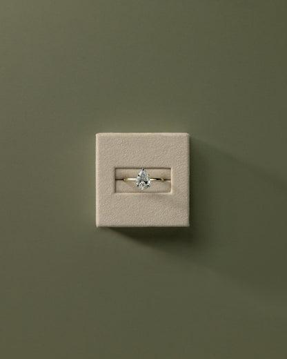 2.0 CT Pear Hidden Halo Moissanite Engagement Ring