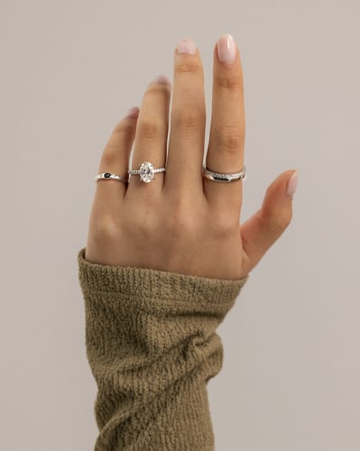 2.0 CT Oval Hidden Halo & Pave Moissanite Engagement Ring