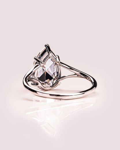3.09 CT Pear Cut Moissanite Solitaire Engagement Ring With Split Shank Setting