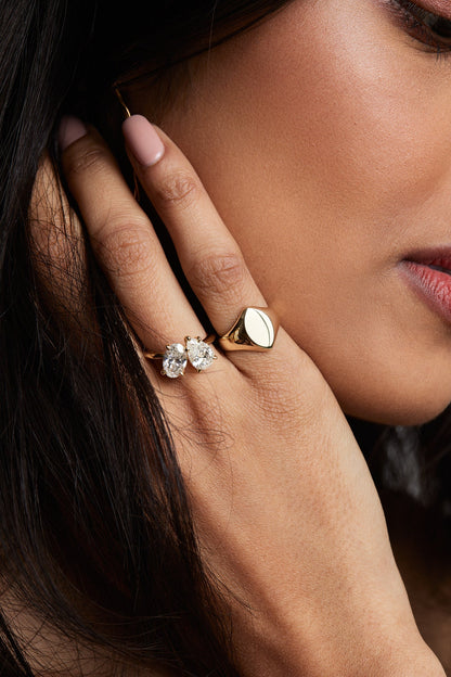 Marquise Shaped Three Stone Lab Grown Diamond Engagement Ring