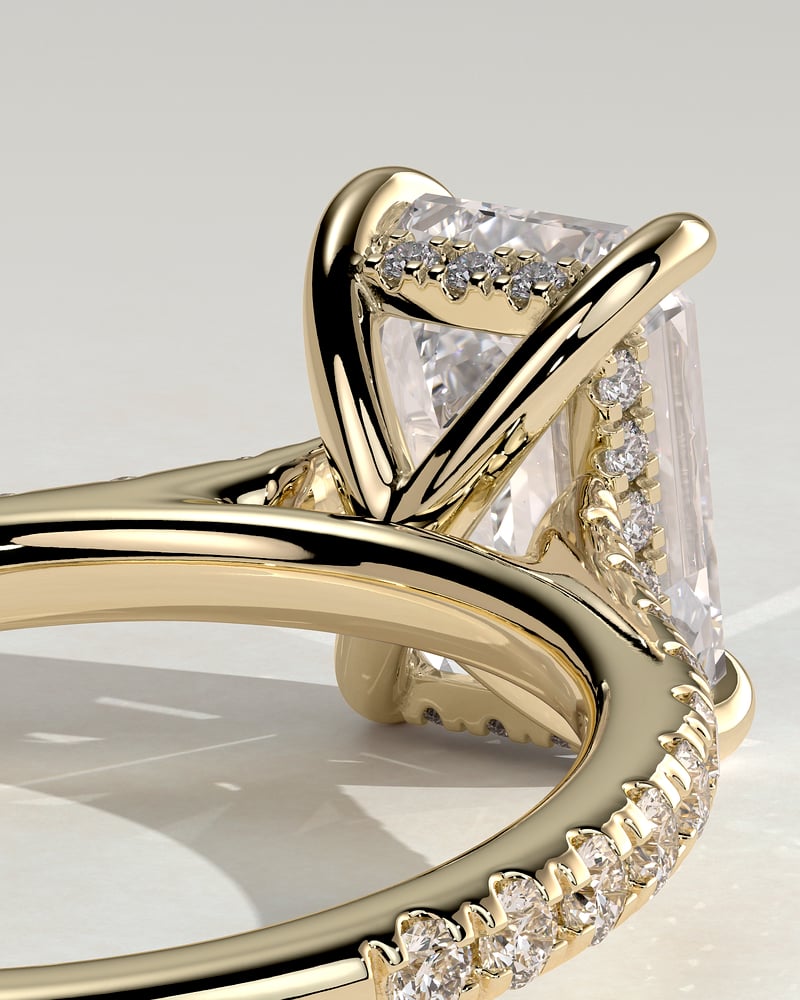 2.0 CT Emerald Pave & Hidden Halo Moissanite Engagement Ring