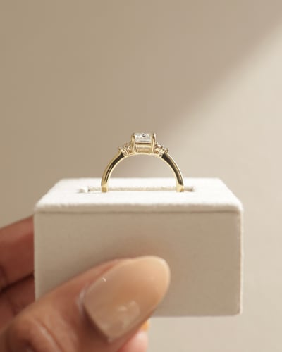 2.0 Ct Emerald Cut Cluster Moissanite Diamond Engagement Ring