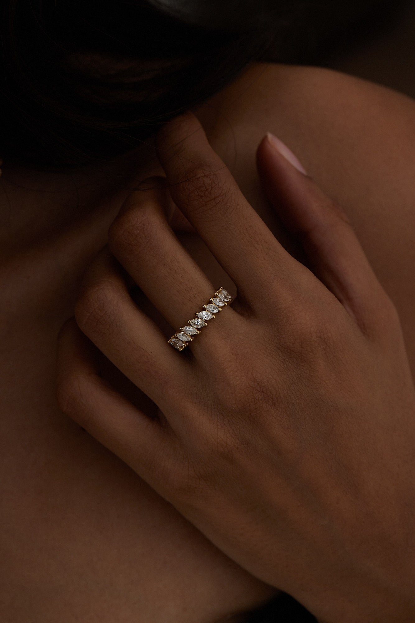 0.25 TCW Round Shaped Half Eternity Lab Grown Diamond Wedding Band