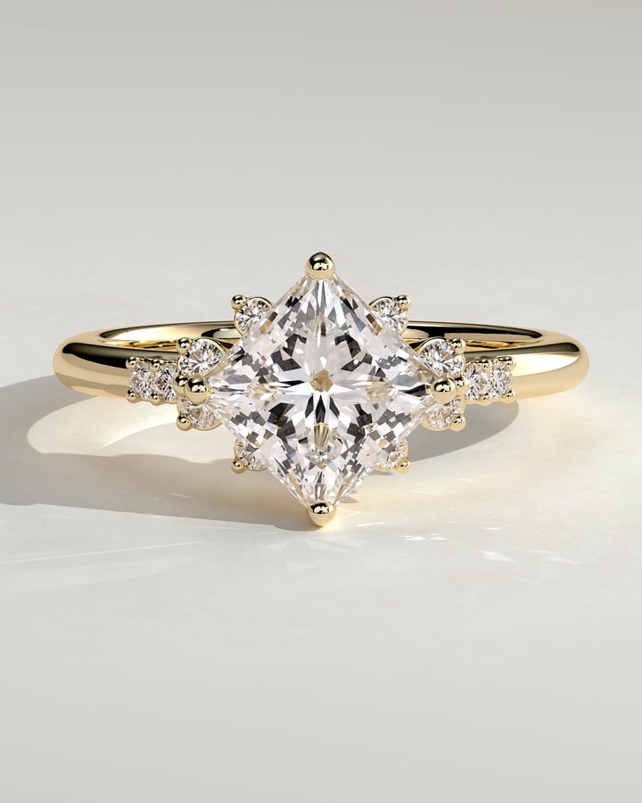 2.0 CT Princess Cluster Moissanite Engagement Ring