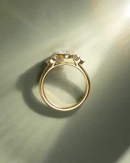 2.0 CT Oval Cluster & Bezel Styled Moissanite Engagement Ring