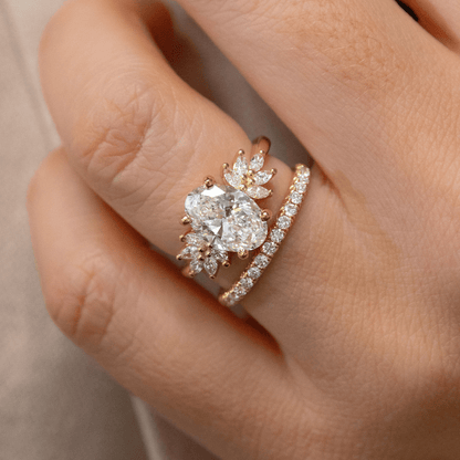 Marquise Shaped Three Stone Lab Grown Diamond Engagement Ring